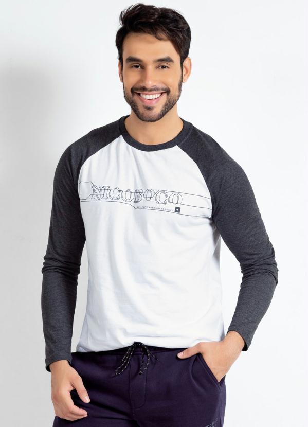 Nicoboco - Camiseta Nicoboco Branca e Mescla com Estampa