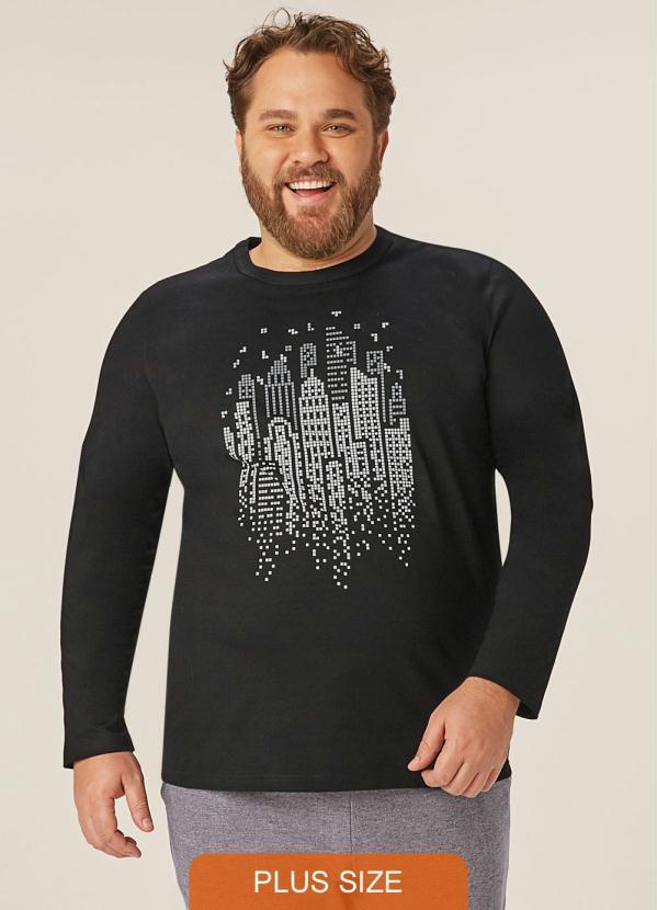 Malwee Plus - Camiseta Preta Tradicional City