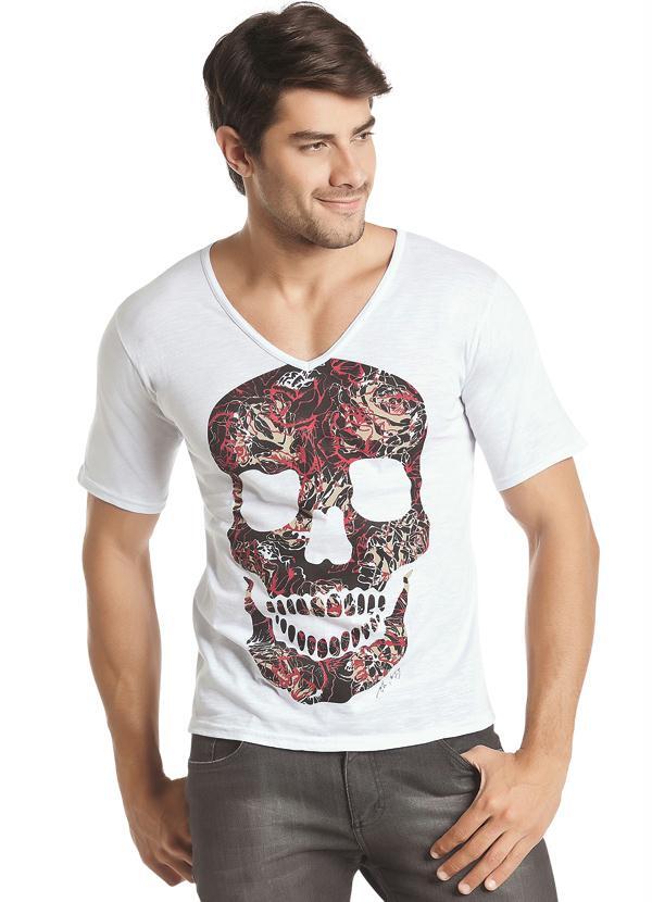 Outlet - Camisa com Estampa de Caveira Branco