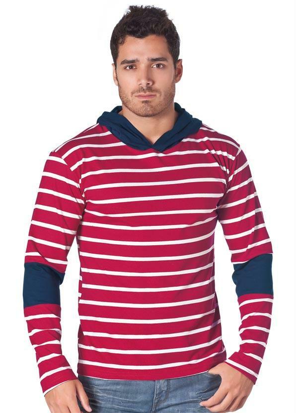 Moda Pop - Camisa Vermelha de Manga Longa com Capuz