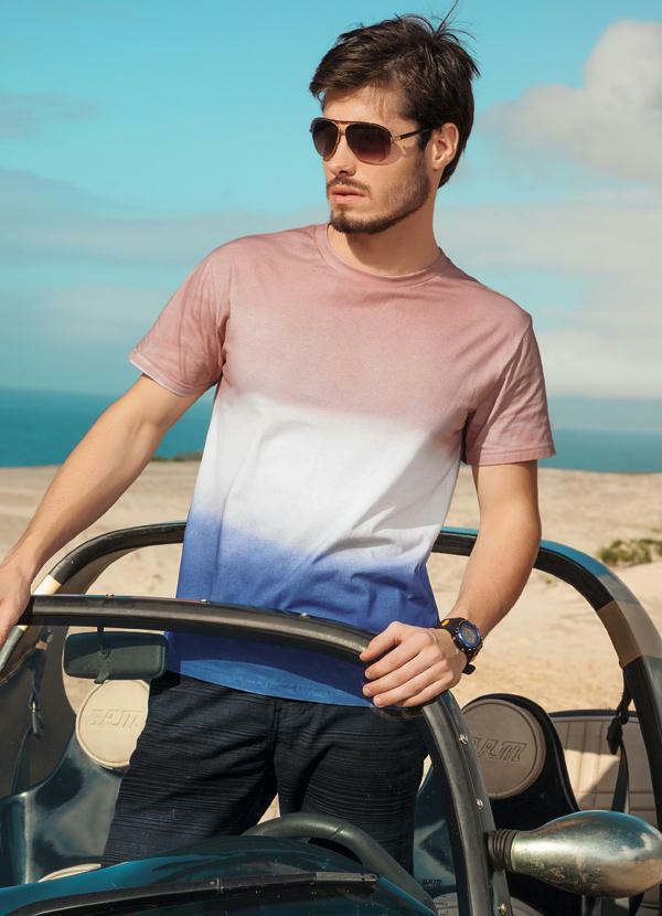 Outlet - Camiseta Degradê Rose, Branco e Azul 5