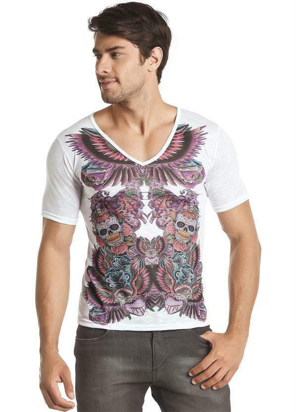 Outlet - Camiseta Gola V Branca