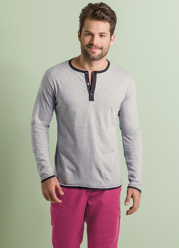 camiseta manga longa masculina cinza