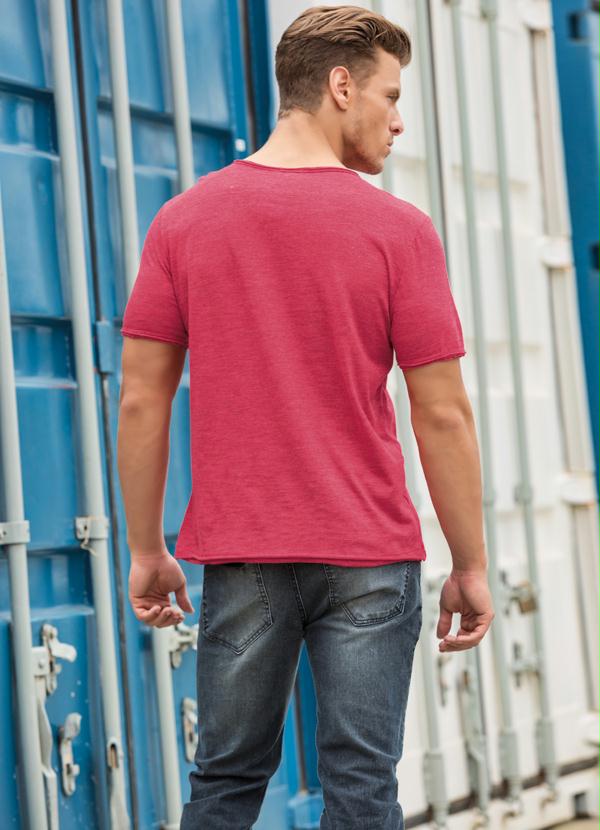 Outlet - Camiseta Masculina Actual Vermelha Estampada 4