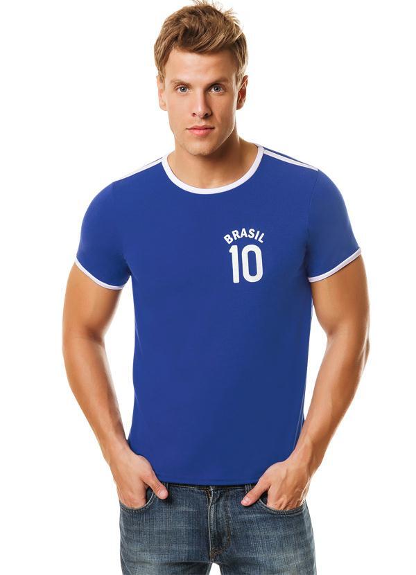Outlet - Camiseta Masculina Azul Brasil