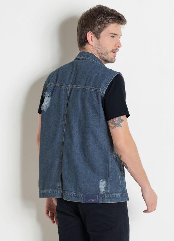 Outlet - Colete em Jeans Azul Destroyed Actual 2