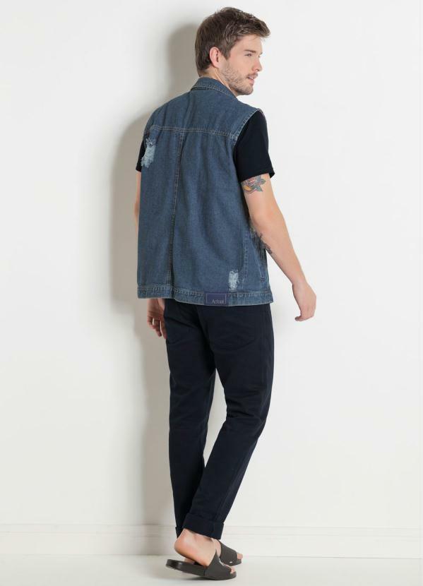 Outlet - Colete em Jeans Azul Destroyed Actual 4