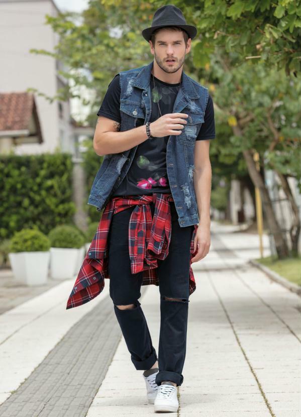 Outlet - Colete em Jeans Azul Destroyed Actual 5