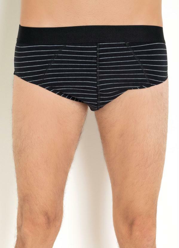 Outlet - Cueca Slip com Elástico Listrada
