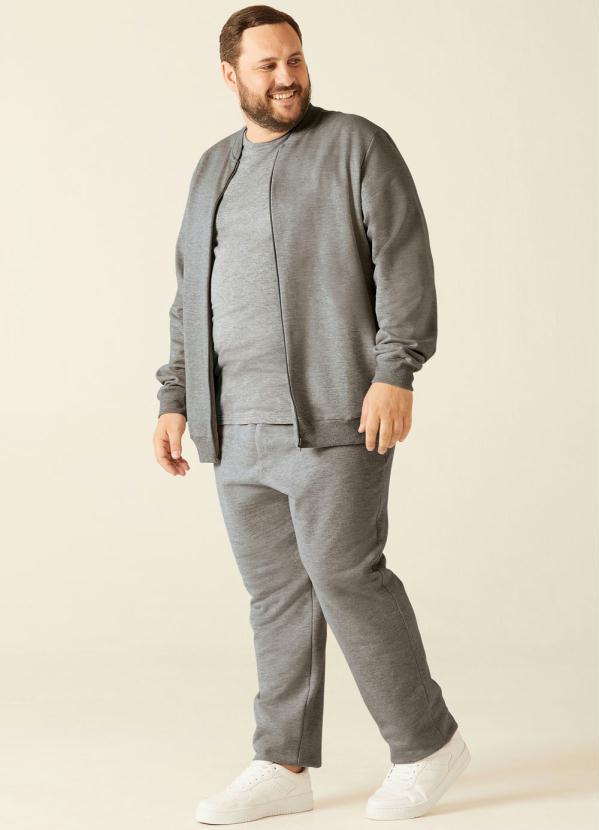 Malwee Plus - Jaqueta Cinza Escuro Bomber Moletom Masculino 2