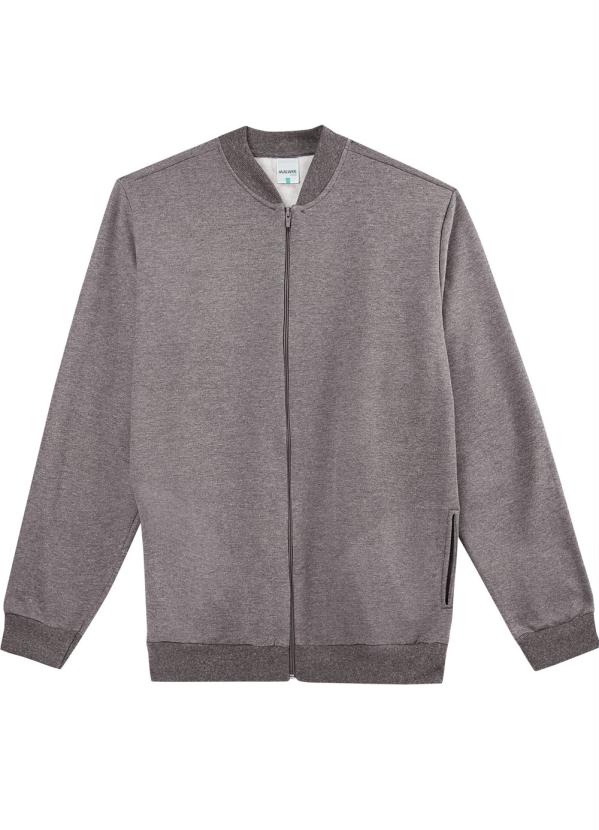 Malwee Plus - Jaqueta Cinza Escuro Bomber Moletom Masculino 3