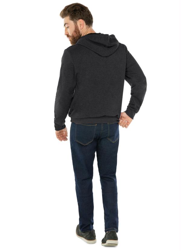 Jaqueta Masculina com Capuz Moletom Preto Rovitex