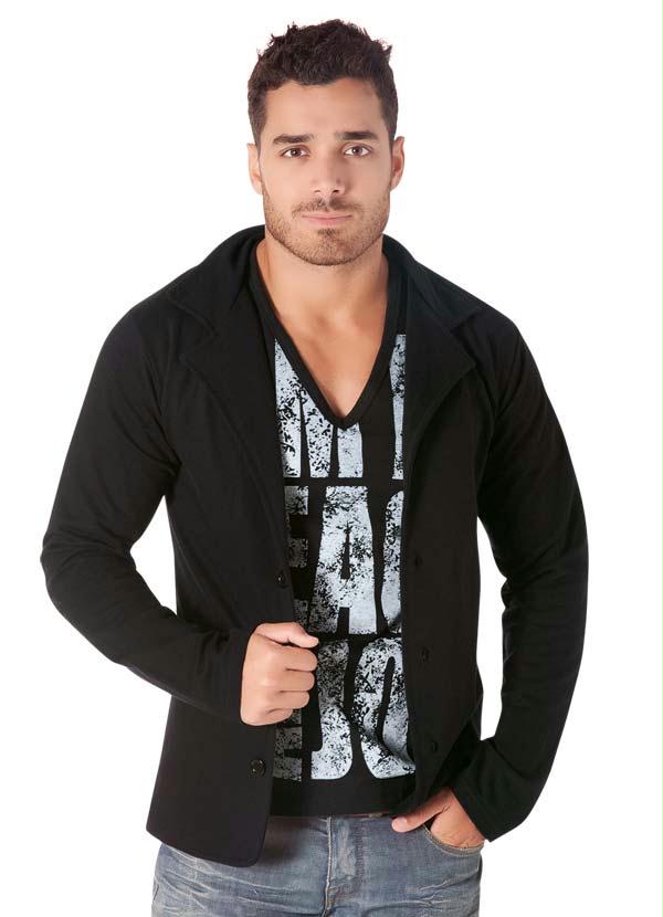 Moda Pop - Blazer Preto em Moletinho