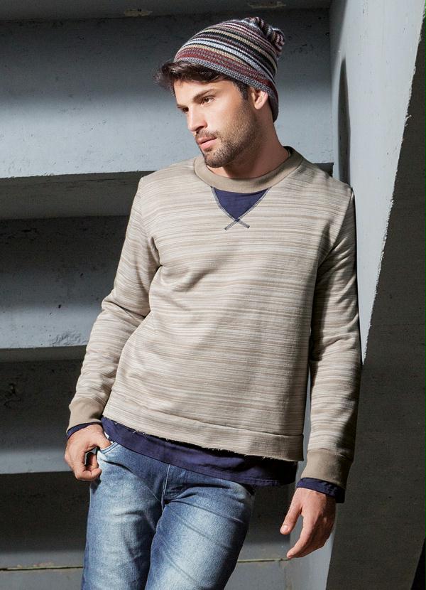 Outlet - Casaco Bege e Azul Masculino Actual