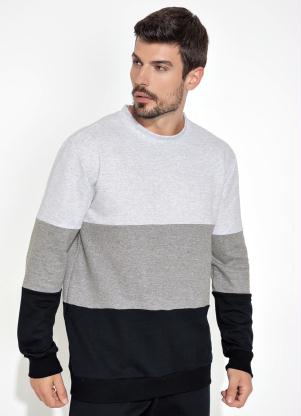 Moda Pop - Casaco Branco, Cinza e Preto - MODA POP