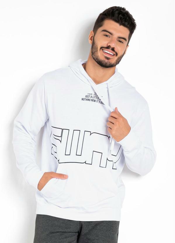 Outlet - Casaco Branco com Capuz Ajustável e Bolso