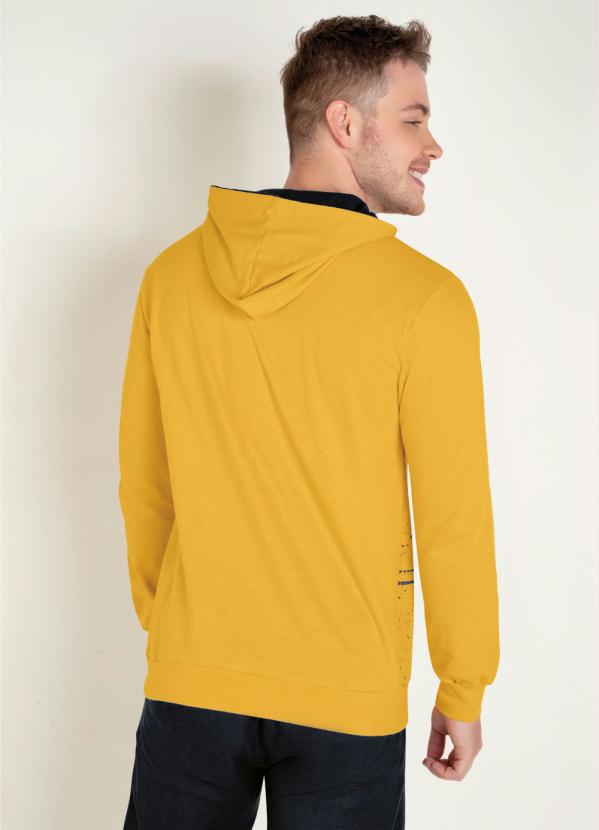 Outlet - Casaco com Capuz e Estampa Frente Amarelo 2