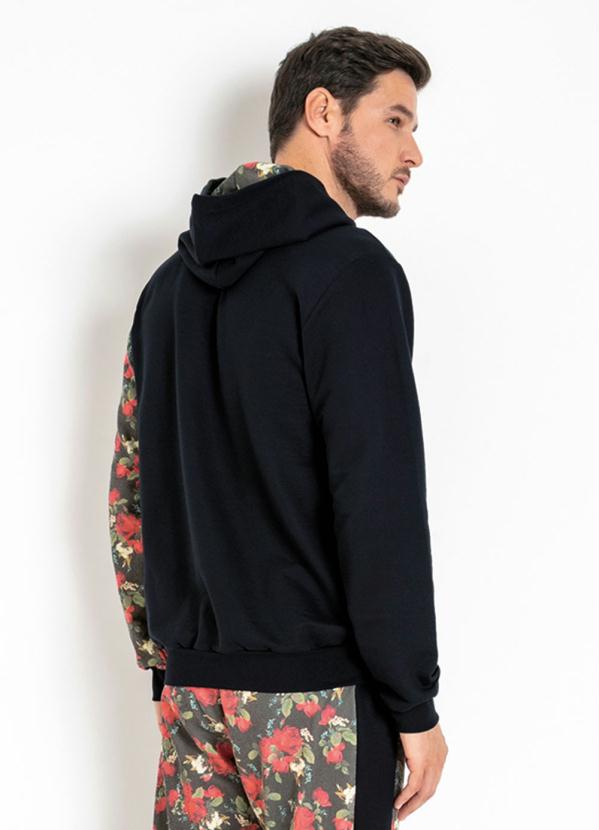 Outlet - Casaco Floral e Preto com Capuz e Recortes 2