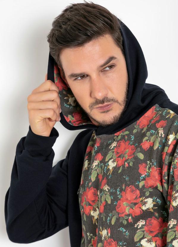 Outlet - Casaco Floral e Preto com Capuz e Recortes 5