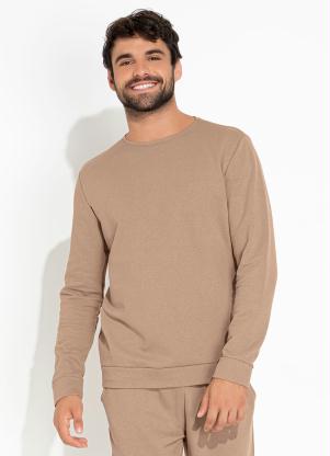 Moda Pop - Casaco Marrom Claro com Mangas Longas - MODA POP