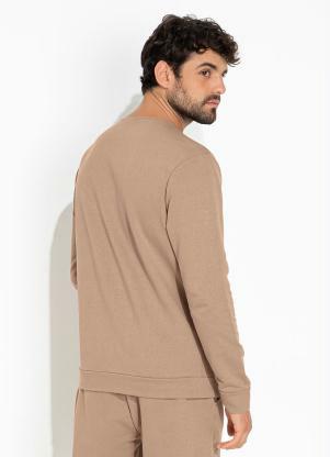 Moda Pop - Casaco Marrom Claro com Mangas Longas - MODA POP