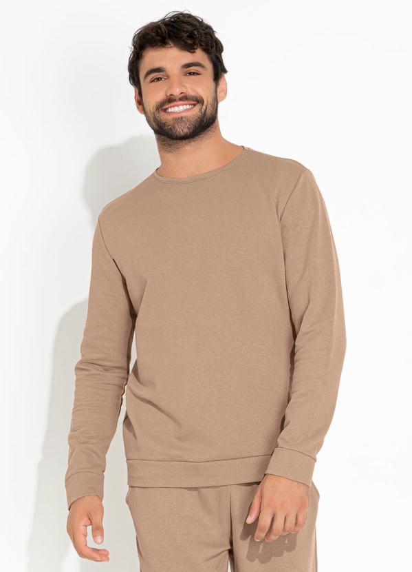 Moda Pop - Casaco Marrom Claro com Mangas Longas