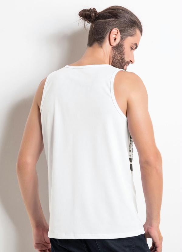 Outlet - Regata Masculina Branca com Estampa Frontal 2