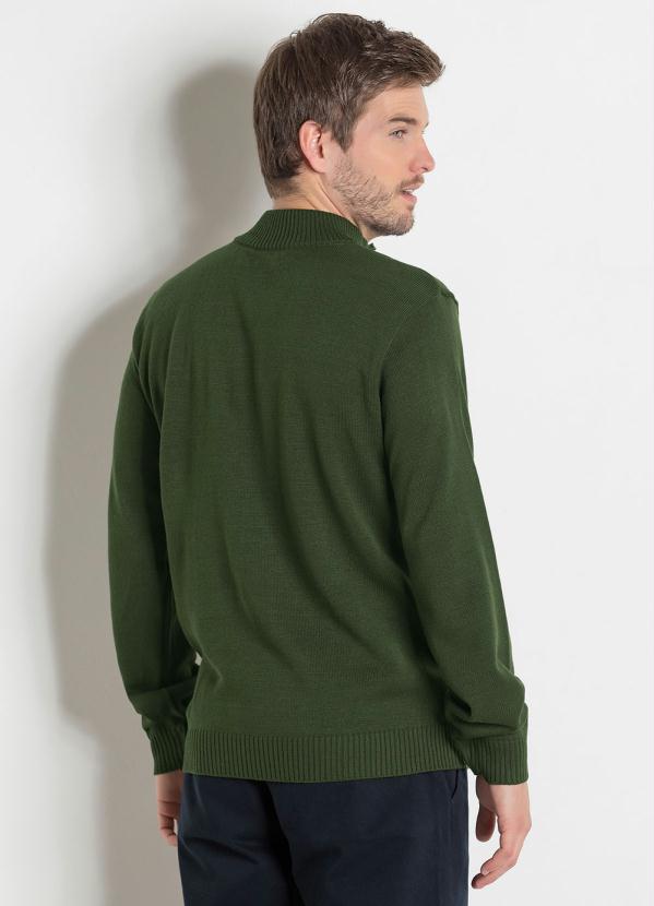 Outlet - Suéter com Gola e Abertura em Zíper Verde 2