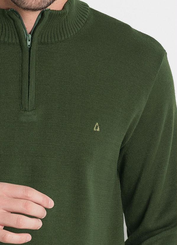 Outlet - Suéter com Gola e Abertura em Zíper Verde 3