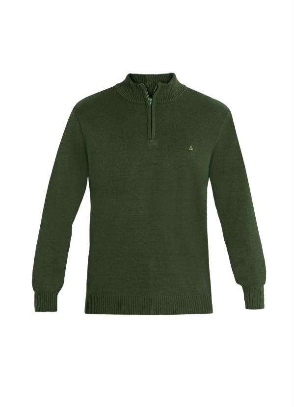 Outlet - Suéter com Gola e Abertura em Zíper Verde 4