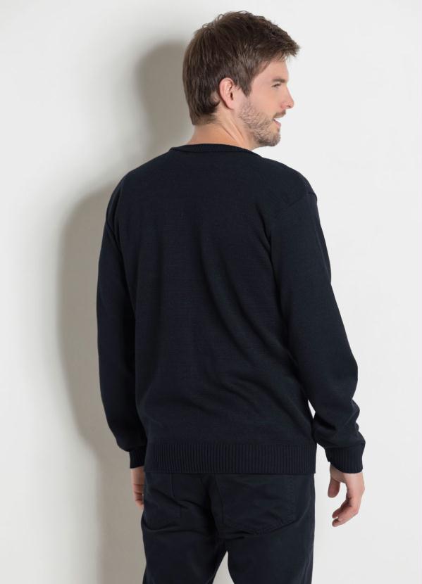 Outlet - Suéter Preto com Fechamento em Botões Actual 2