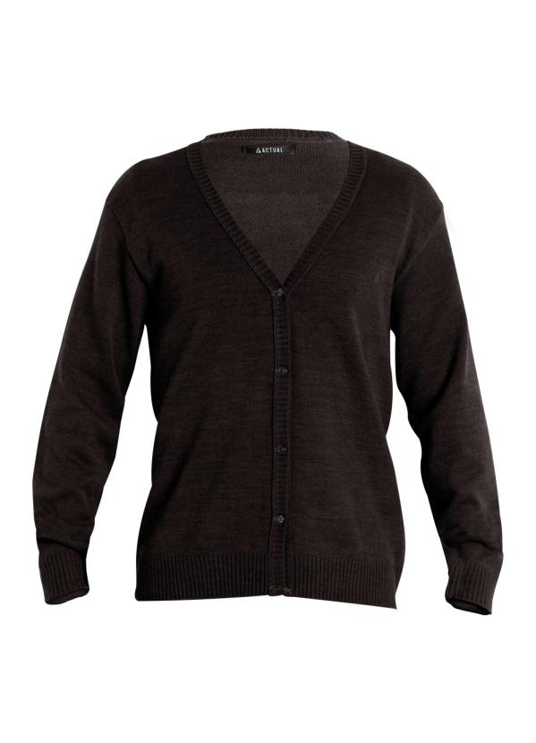 Outlet - Suéter Preto com Fechamento em Botões Actual 3