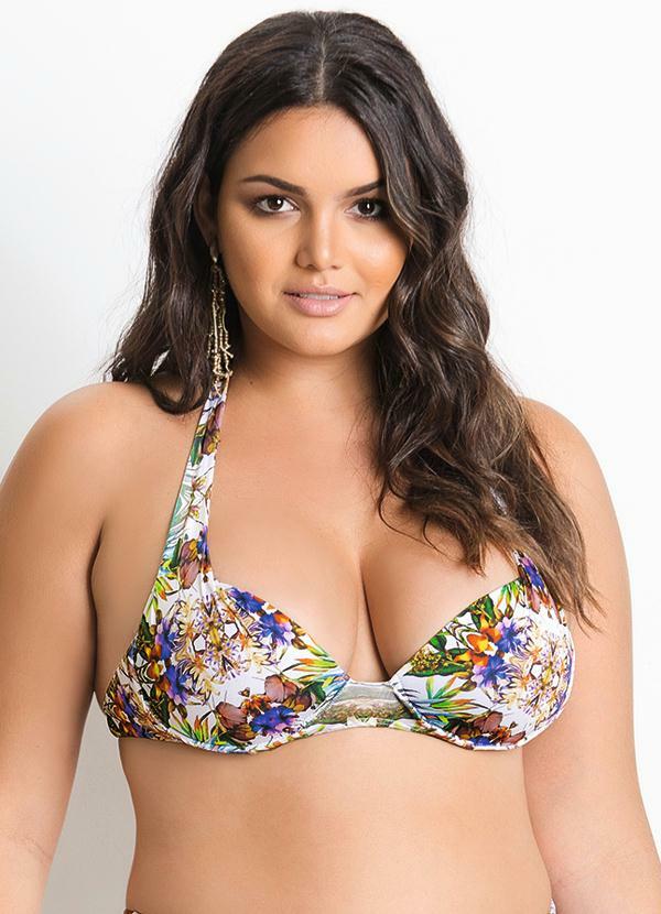 Quintess - Biquíni Busto Estampa Tropical Plus Size