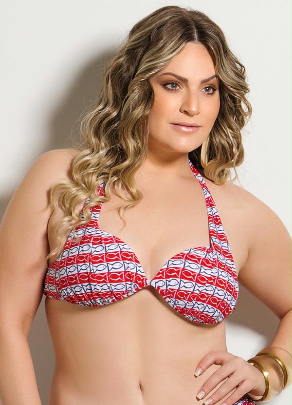 Quintess - Biquíni Busto Navy Estampado Plus Size