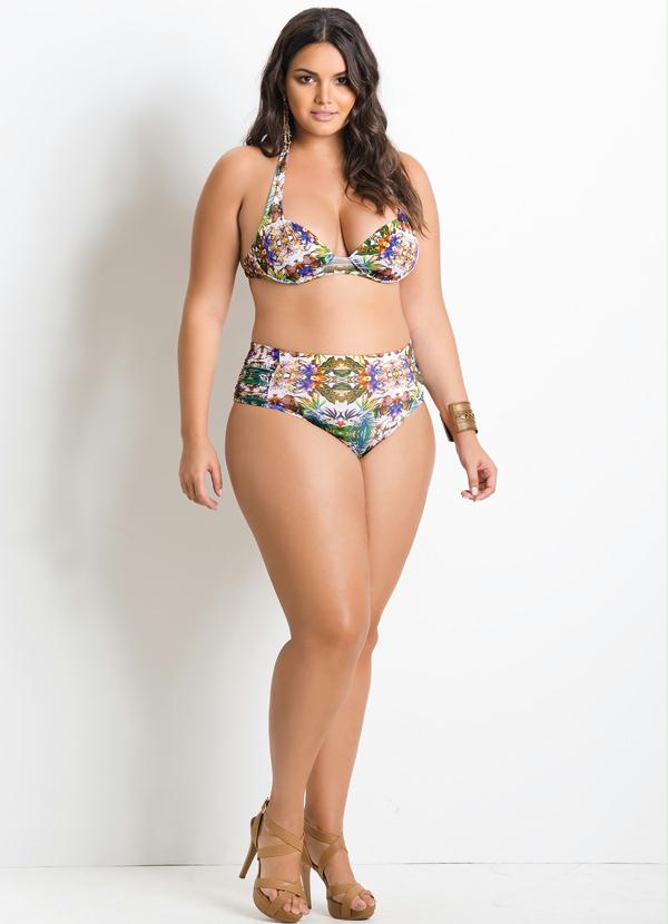 Quintess - Biquíni Calcinha Estampa Tropical Plus Size 3