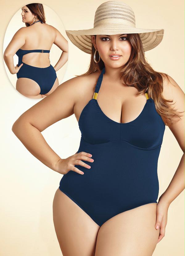 Quintess - Maiô Plus Size Frente Única Marinho 1