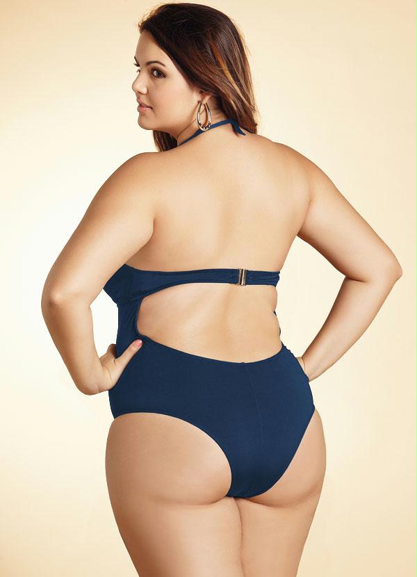 Quintess - Maiô Plus Size Frente Única Marinho 2