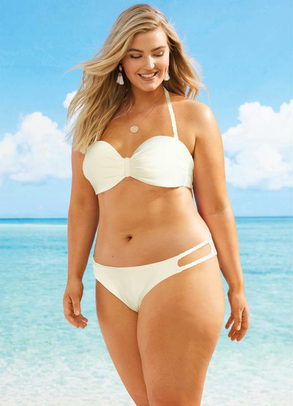 bonprix - Calcinha Biquíni Off White com Tiras Trançadas 3