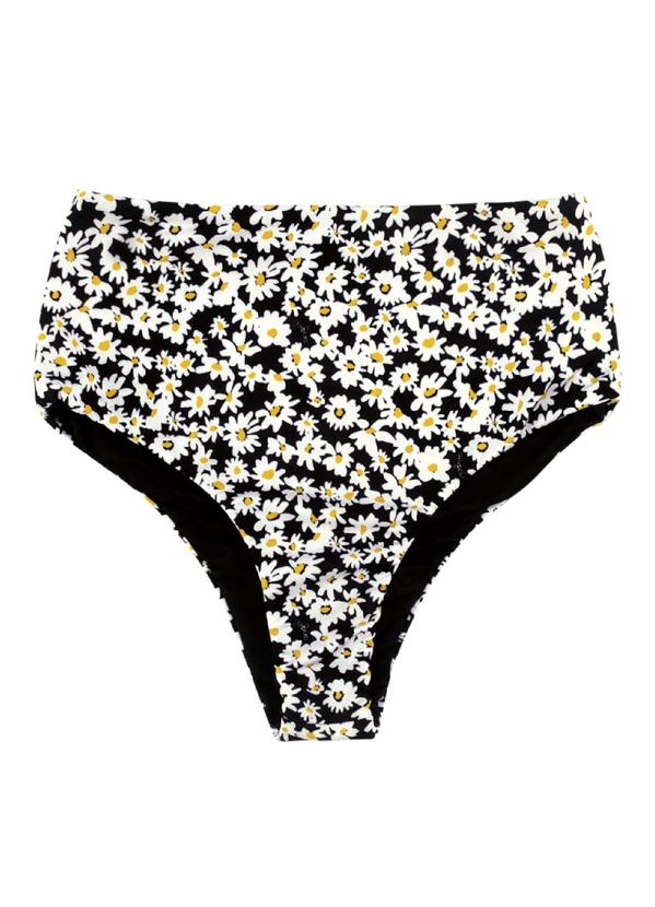 Calcinha Hot Pants Biquíni Floral Preto Angel