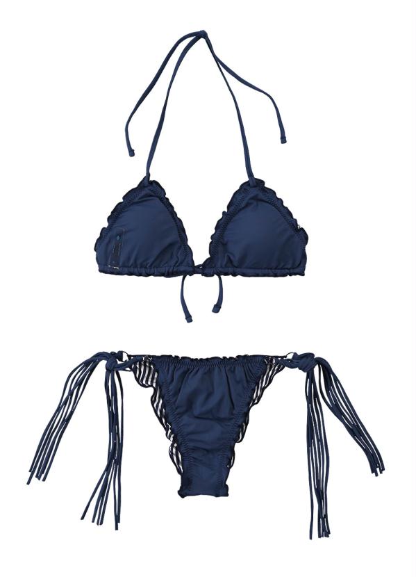 Malwee - Biquíni Azul Escuro Cortininha Estampado 4