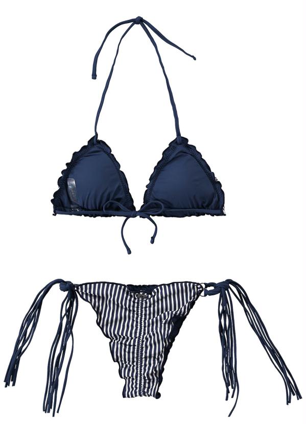 Malwee - Biquíni Azul Escuro Cortininha Estampado 5