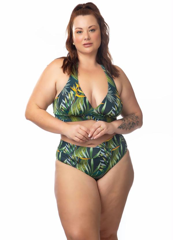 Biquini Hotpants Plus Size Verde Acqua Rosa