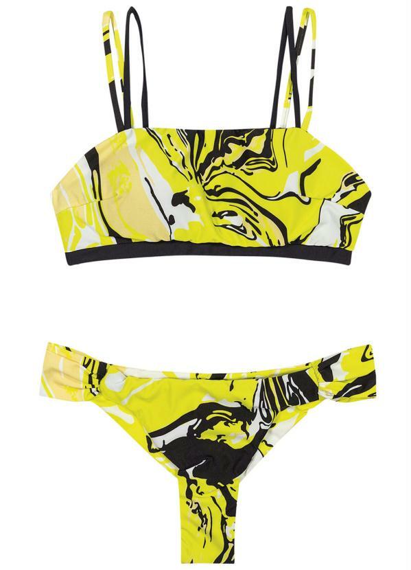 Enfim - Biquíni Top Amarelo Highclo Abstrato Beach