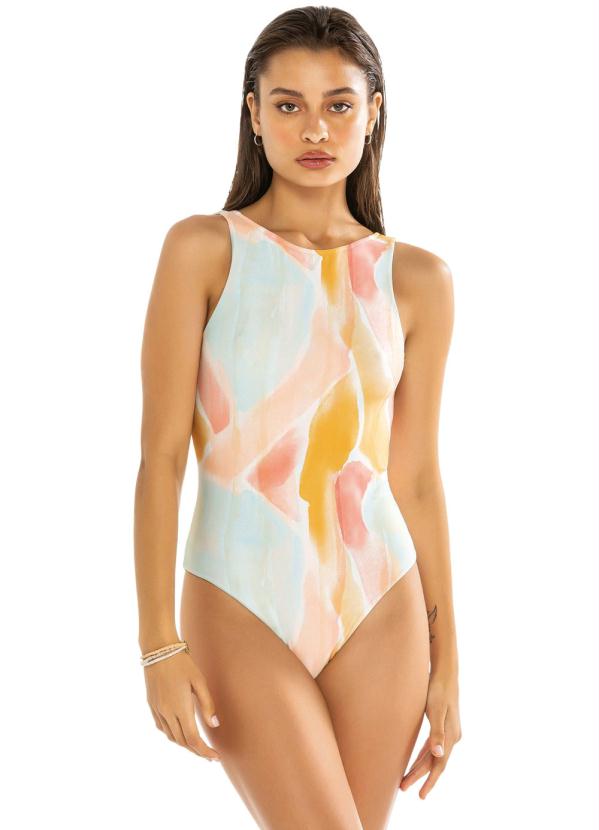 Enfim - Maiô Colorido Uv Aesthetic com Abertura Beach