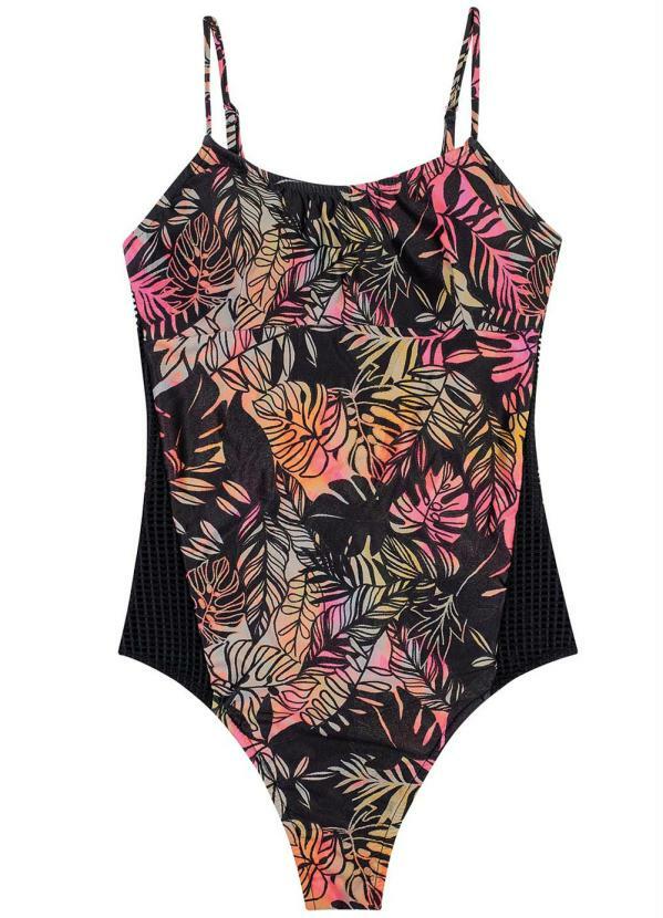 Enfim - Maiô Folhagens Dry Tropical com Tela Beach