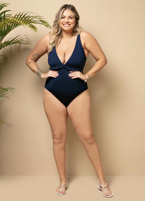 Quintess - Maiô Marinho com Babado e Decote Profundo 9