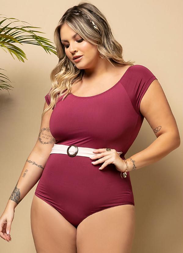 Quintess - Maiô Ombro Á Ombro com Faixa e Argola Bordô 6