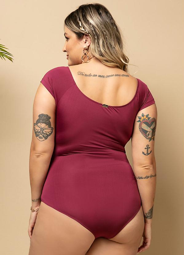 Quintess - Maiô Ombro Á Ombro com Faixa e Argola Bordô 7