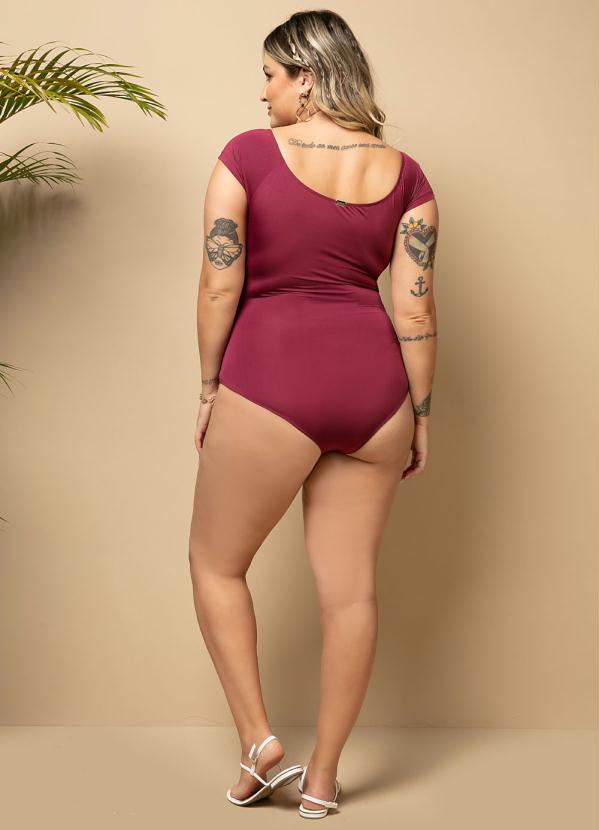 Quintess - Maiô Ombro Á Ombro com Faixa e Argola Bordô 9