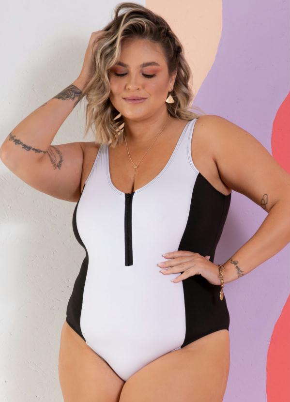 Quintess - Maiô Preto/Branco com Zíper 6